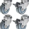 Roulette 50mm 2" en acier inoxydable, caoutchouc gris, pivotante et avec frein, 160kg, jeu de 4