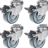 Roulette 50mm 2" en acier inoxydable caoutchouc gris, pivotante avec frein, 160kg, jeu de 4