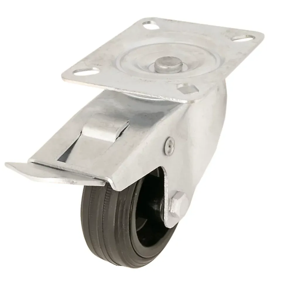 Roulette pivotante noire ø8 cm avec freins, charge max 70 kg