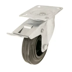 Roulette pivotante noire ø10 cm avec freins, charge max 75 kg