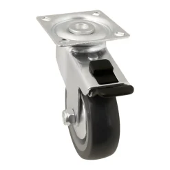 Roulette pivotante sur plaque grise ø7.5 cm avec freins, charge max 60 kg