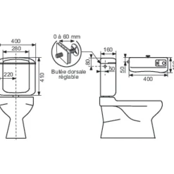 Réservoir WC - BI FLO - Regiplast - Double débit - Bas