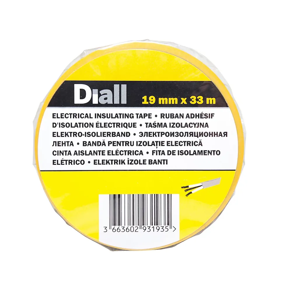 Ruban d'isolation électrique 19 mm x 33 m vert et jaune