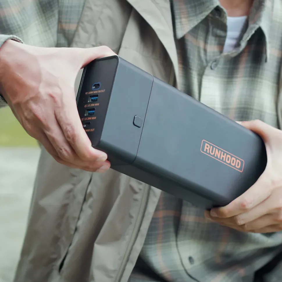 RUNHOOD EB324 - Batterie Portable 324 Wh + Onduleur AC 80 W - Modulaire