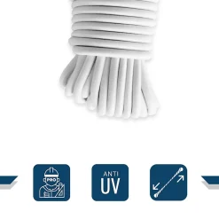 Sandow élastique Blanc 30 mètres - Qualité PRO TECPLAST 9SW - Tendeur pour bâche de diamètre 9 mm