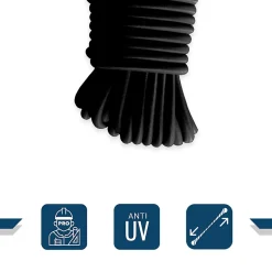 Sandow élastique Noir 40 mètres - Qualité PRO TECPLAST 9SW - Tendeur pour bâche de diamètre 9 mm