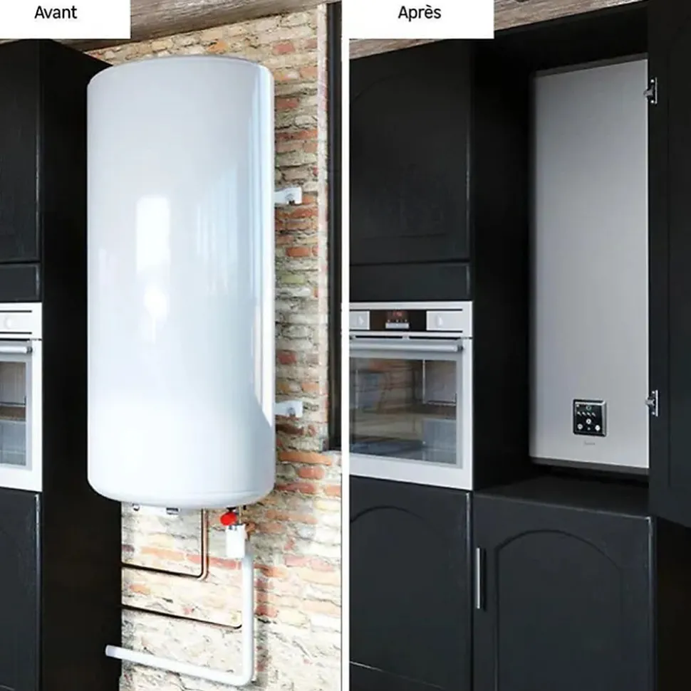 SAUTER Chauffe-eau électrique plat connecté GUELMA 80L blanc - multiposition