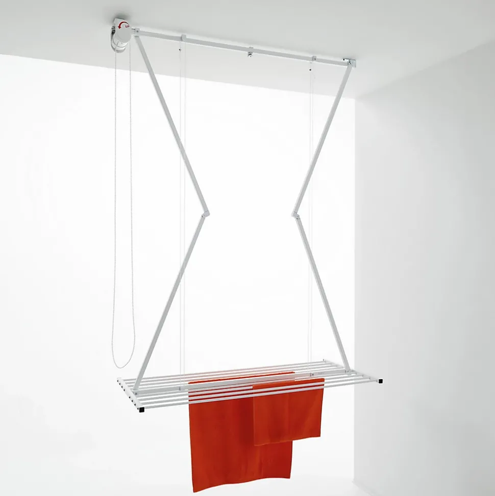 Séchoir plafond manuel blanc 152x54x25cm alu Foxydry Mini 150