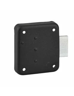 Serrure de meuble en applique pour porte d'ameublement, droite, axe 35mm, 70x60mm, noir, 3 clés - THIRARD