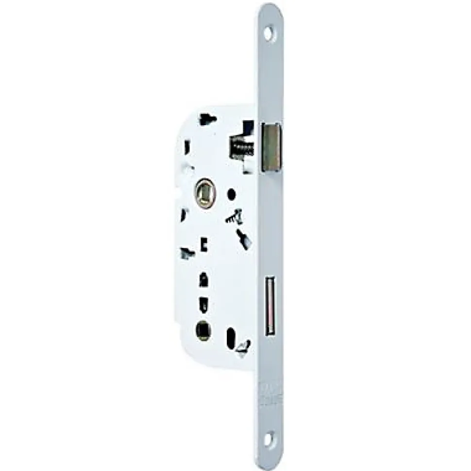 Serrure à encastrer Bricard condamnation bout rond blanc axe 40 mm
