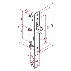 Serrure encastré GK portail coulissant axe 29mm - TIRARD - GK401201