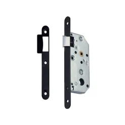 Serrure à larder D452 Bec de cane axe 50mm bout rond finition noir avec gâche - VACHETTE - 16093000