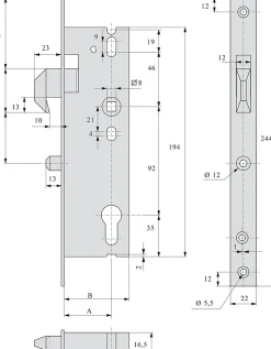 Serrure monopoint à larder Série 2565 pêne à mentonnet coffre 47mm - STREMLER - 2565.47.0