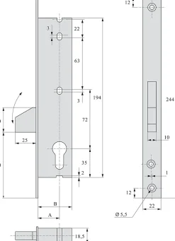Serrure monopoint pêne dormant à bascule 36mm - STREMLER - 2362.36.0