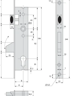Serrure monopoint pêne dormant à bascule et demi-tour 41mm - STREMLER - 2360.41.0