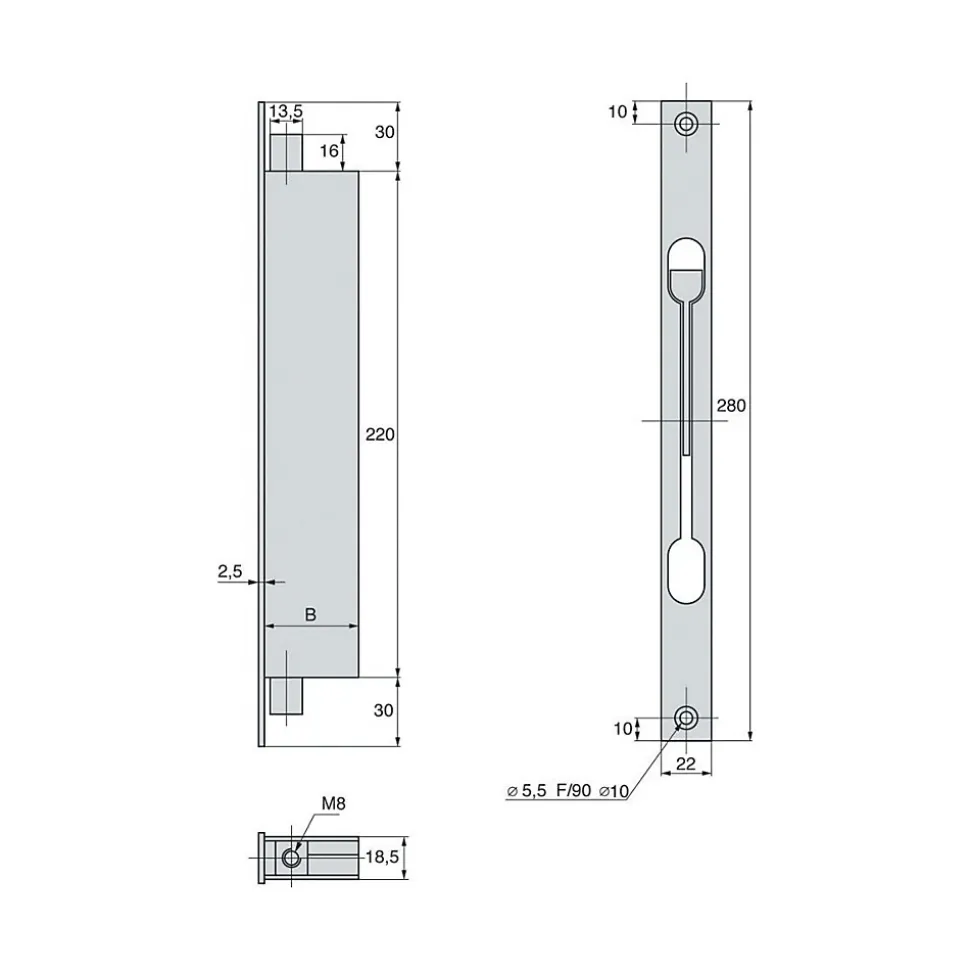 Serrure 2 points à levier 41mm Variaxe - STREMLER - 1223.41.0
