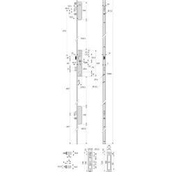 Serrure 3 points TF3 à pêne crochet et pêne dormant de coffre 45mm têtières en U 24x6mm - STREMLER - 6470.45.0B