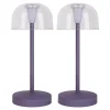 Set de 2 lampes de table LED rechargeables Gomba extérieur intérieur métal plastique couleur mûre hauteur 18,5cm