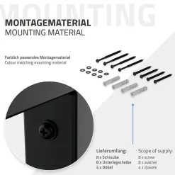 Set de 2x consoles murales support d'étagères en acier noir mat 500x150x30 mm