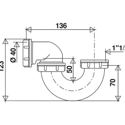 Siphon de baignoire orientable - 1'1/2 - Diamètre 40 mm - Valentin