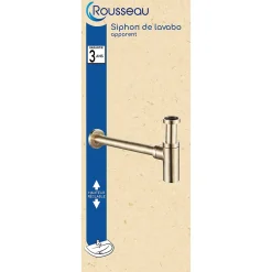 Siphon de lavabo réglable laiton brossé 70mm Rousseau