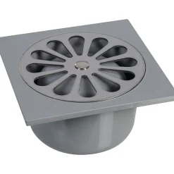 Siphon de sol PVC gris - 100 x 100 mm - Grandsire
