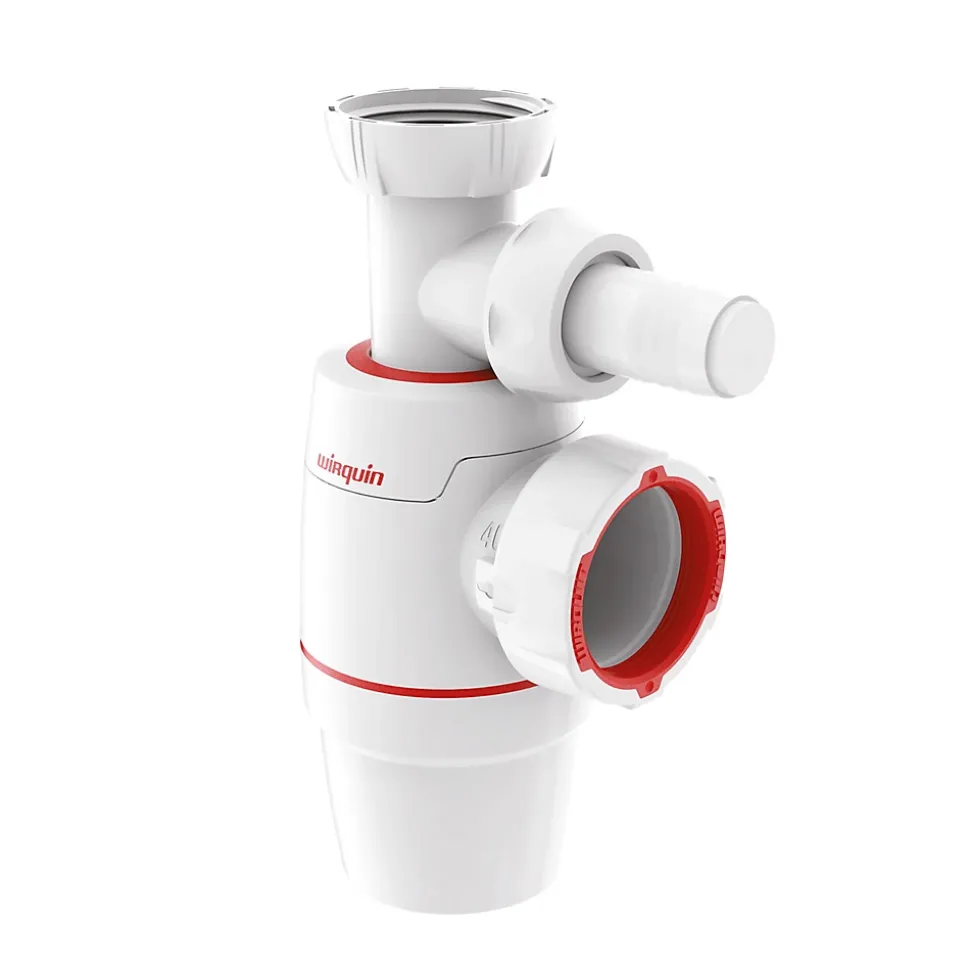 Siphon Neo pour évier 40mm avec raccord pour lave-vaisselle ou machine à laver Wirquin