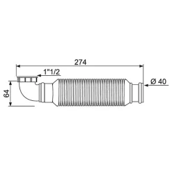 Siphon pour évier - WIRQUIN - Longueur 274 mm - Diamètre 40 mm