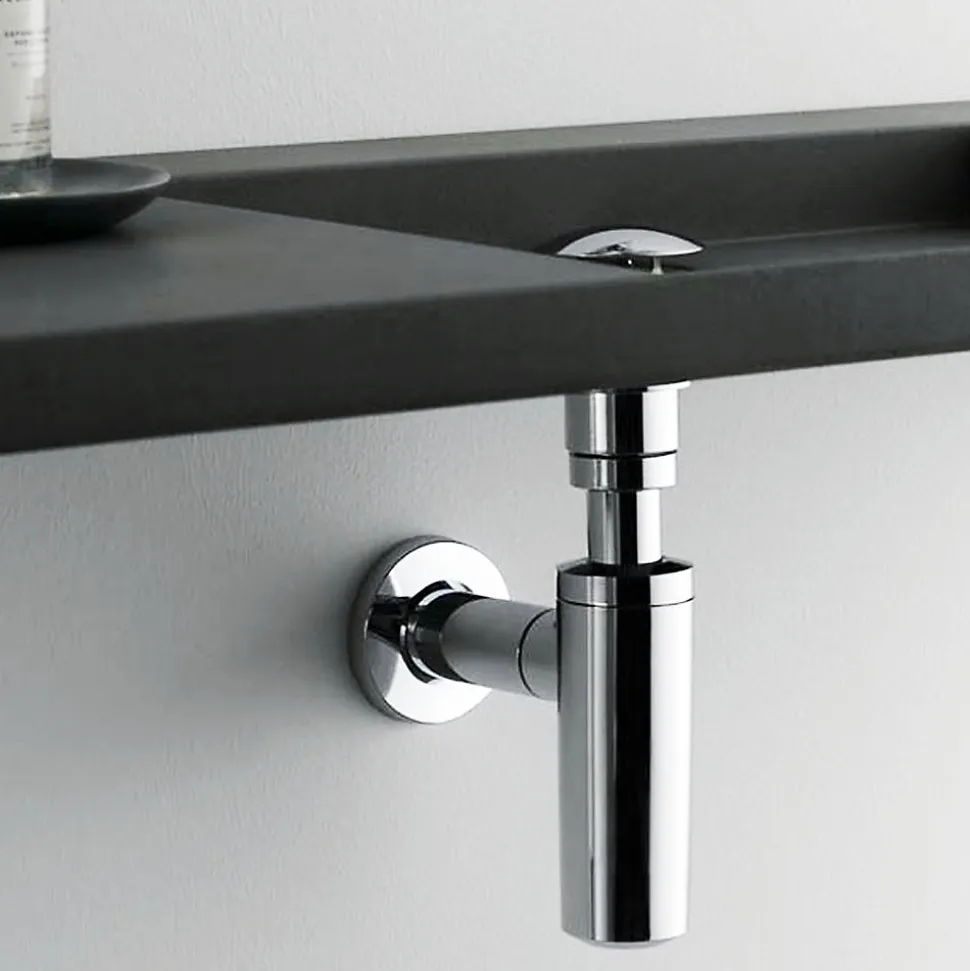 Siphon rond MIN avec finition chromée brillante en laiton Kibath