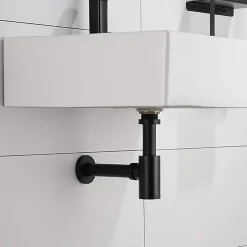 Siphon rond MIN avec finition NOIR mat en laiton Kibath