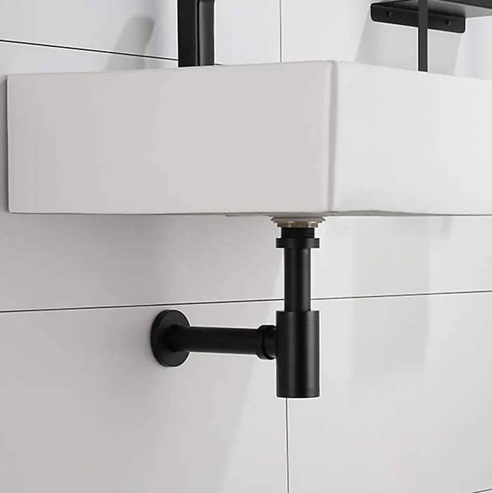Siphon rond MIN avec finition NOIR mat en laiton Kibath