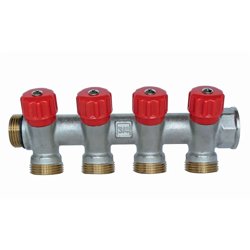 Somatherm For You - Collecteur de distribution 4 sorties, portée conique easy lock 3/4ek avec vannes