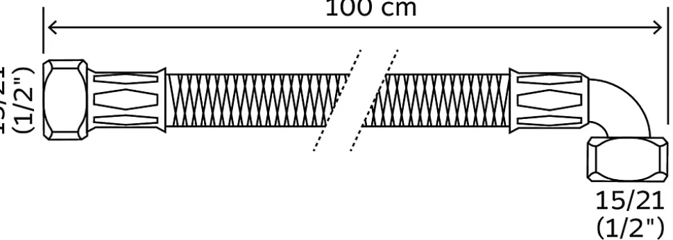 Somatherm For You - Flexible sanitaire - Double écrou tournant 1/2 dont 1 coudé - 1000mm - DN10