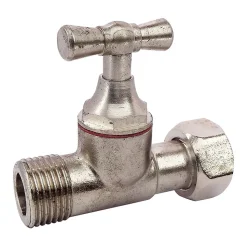 Somatherm For You - Robinet de WC 1/4 de tour droit nickelé brut M12/17 - Ecrou Prisonnier 12/17