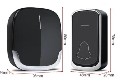 Sonnette sans fil 300 m, 36 mélodies, 4 niveaux de volume, avec lampe torche LED, noire