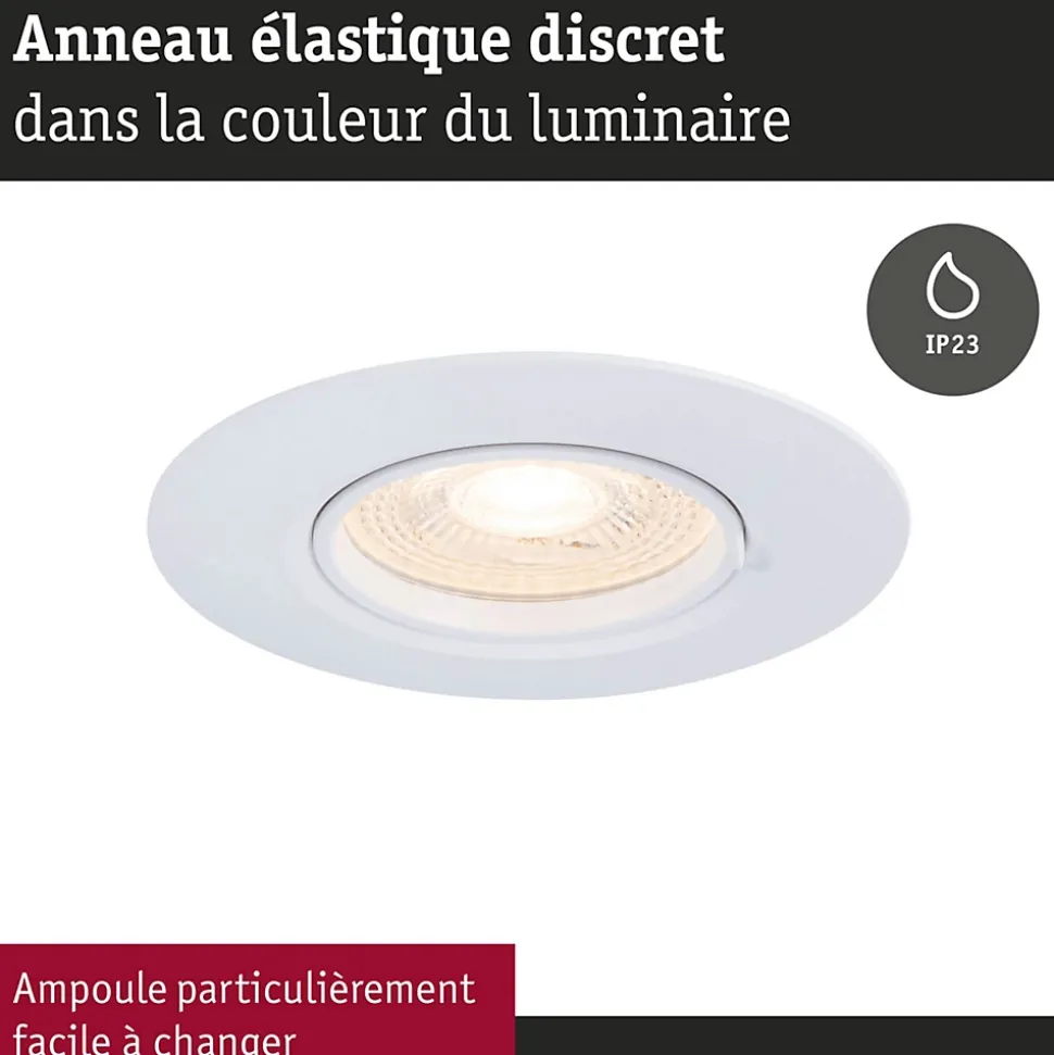 Spot encastré Kit de 10 fixe rond 90mm GU10 max. 10x10W 230V gradable Blanc