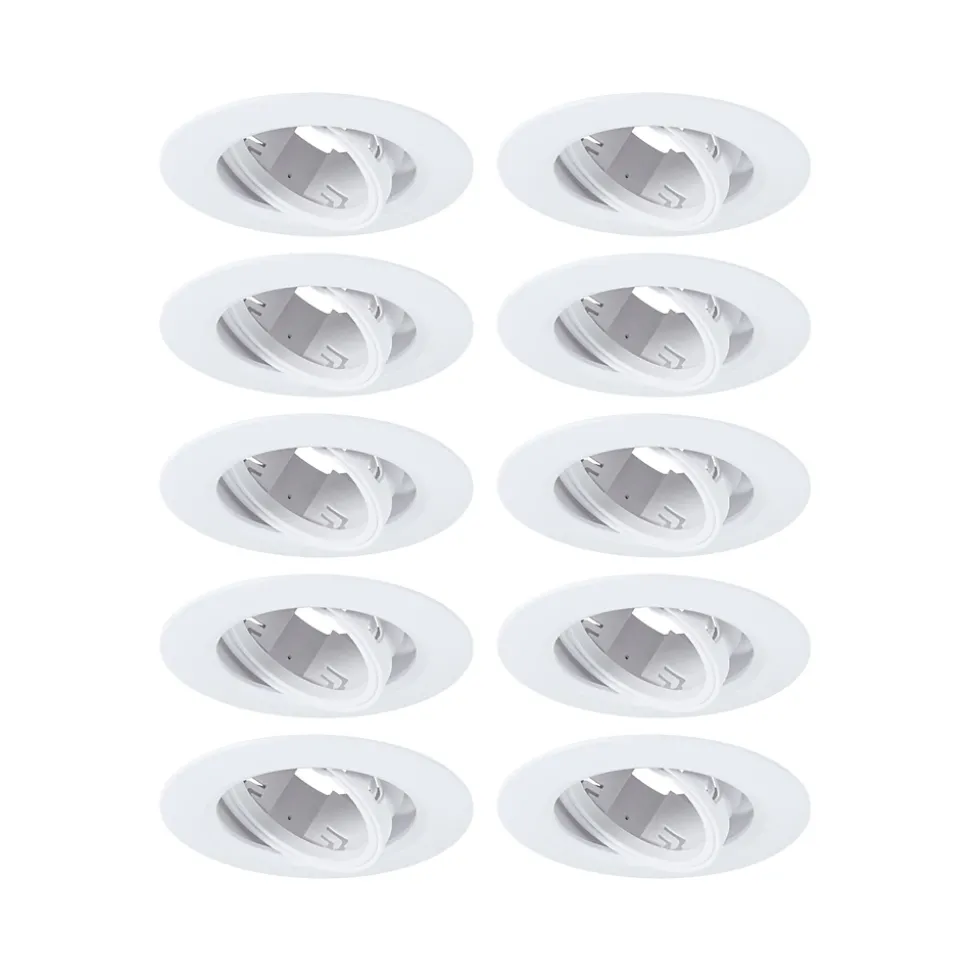 Spot encastré Kit de 10 orientable rond 90mm 30 GU10 max. 10x10W 230V gradable Blanc