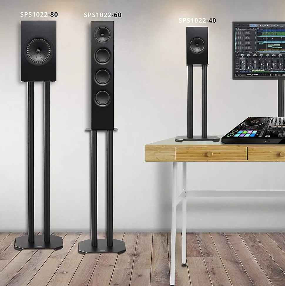 SPS1022-80 Pieds enceintes 80 cm lestables avec du sable Cônes anti vibrations Set de 2 pour hifi stéréo home cinema Duronic
