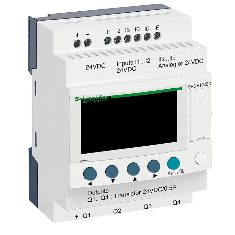 Sr3b102bd Schneider - Automate Zelio Logic - Relais Intelligent 10 E/s Extensibles - 24vcc - Horloge + Afficheur