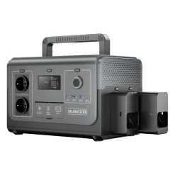 Station d'Energie RUNHOOD HE1200 - 1200 W Sinus Pur - 4 EB324 - 648 Wh - Recharge Solaire et AC - Modulaire et Echange a Chaud