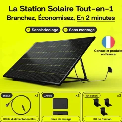 Sunology PLAY2, Kit 2 panneaux solaires complet 920W bifacial, 2 Stations solaire livrées assemblées, Installation sol ou mur