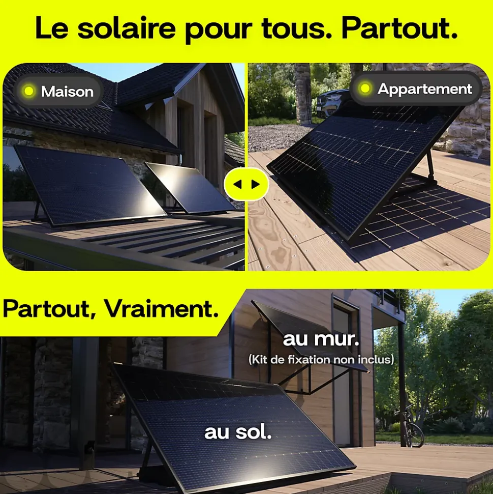 Sunology PLAY2, Panneau solaire complet 460W bifacial, Station solaire livrée assemblée, Installation sol ou mur