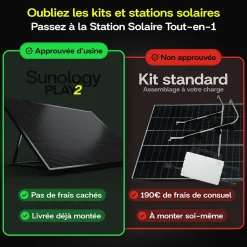 Sunology PLAY2, Panneau solaire complet 460W bifacial, Station solaire livrée assemblée, Installation sol ou mur