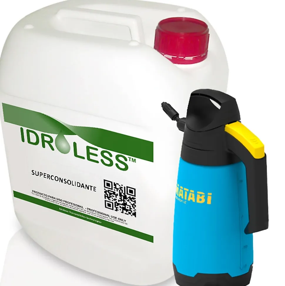 Superconsolidant pour murs humides (5 L + pulvérisateur 2 L) - Restaure la dureté des surfaces et prévient la désagrégation