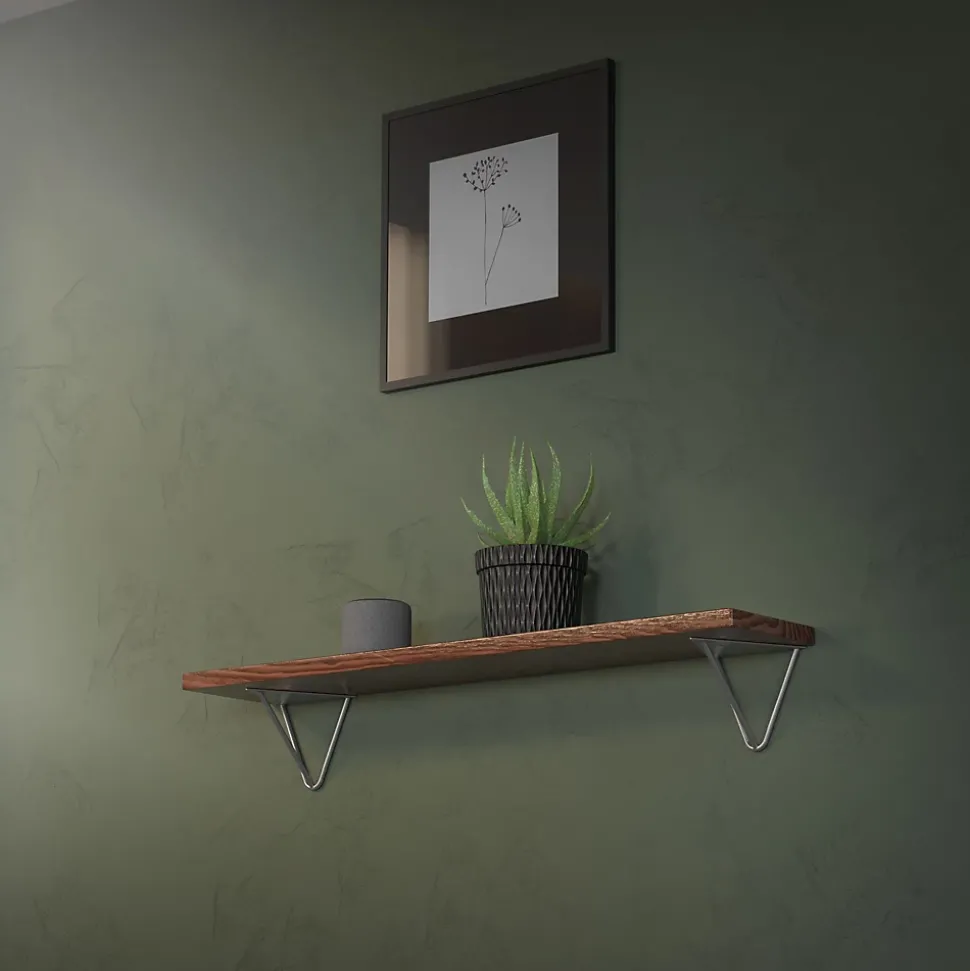 2 Support d'Etagere d'angle triangle en métal gris avec vis 160mm