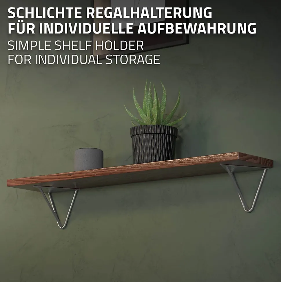 2 Support d'Etagere d'angle triangle en métal gris avec vis 160mm