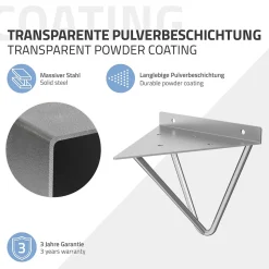 2 Support d'Etagere d'angle triangle en métal gris avec vis 160mm