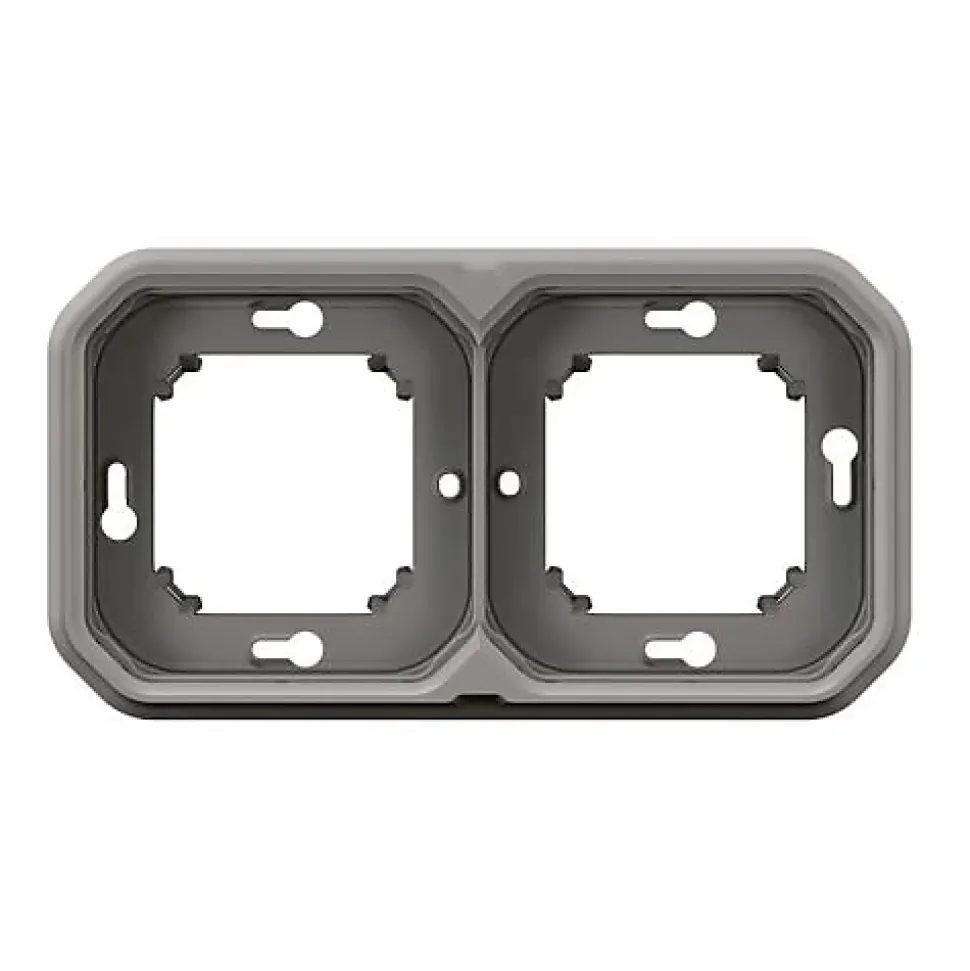 Support plaque étanche encastré - Plexo - LEGRAND - Gris - 2 postes horizontaux ou verticaux