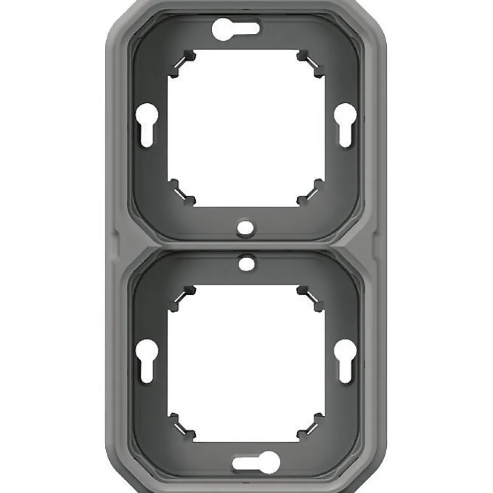 Support plaque étanche encastré - Plexo - LEGRAND - Gris - 2 postes horizontaux ou verticaux