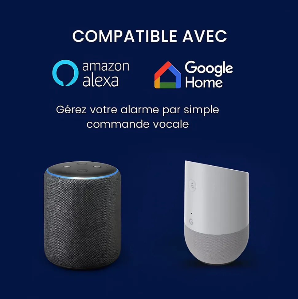 Système d'alarme connecté Sans Abonnement Daewoo Vigilia Wifi - 1 caméra + 6 accessoires - Batterie et sirène intégrées